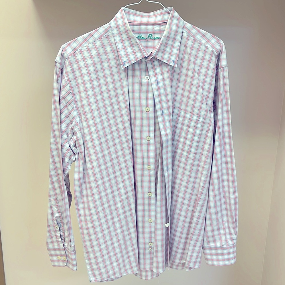 Men’s Alan Flusser Checkered Casual Button Down Shirt. SZ: XL